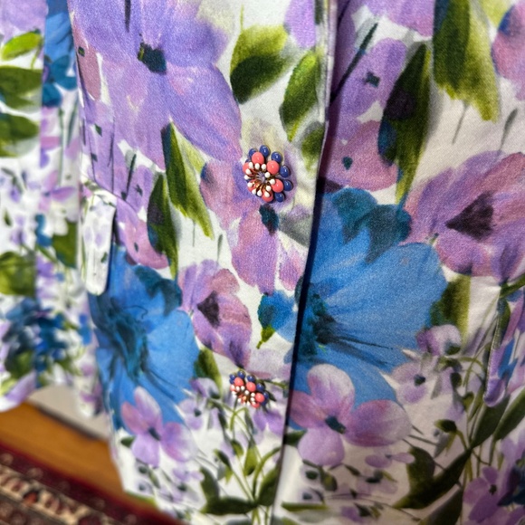 Carlisle Collection Cotton Floral Blazer Purple/blue/white. Lined SZ 10 Like New - Picture 2 of 13